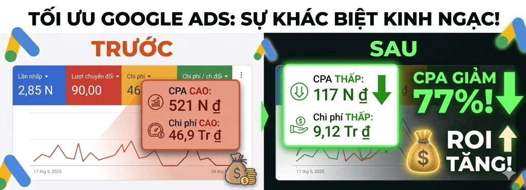 Bảng chỉ số Google Ads dự án [Case Study] Khôi Phục Niềm Tin Vào Google Ads: Xưởng Gia Công Giảm 77% Chi Phí Chuyển Đổi Cùng Ads Growth