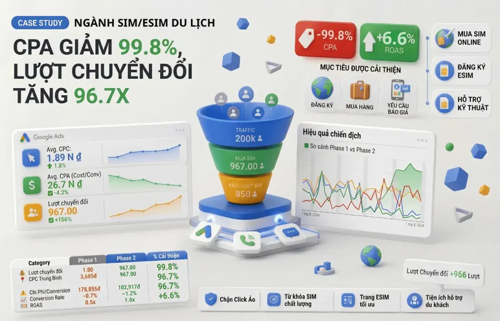 Ảnh minh họa dự án [Case Study] Ngành Sim Du Lịch: Bứt Phá Từ 1 Lên 967 Chuyển Đổi Chỉ Sau 2 Tháng