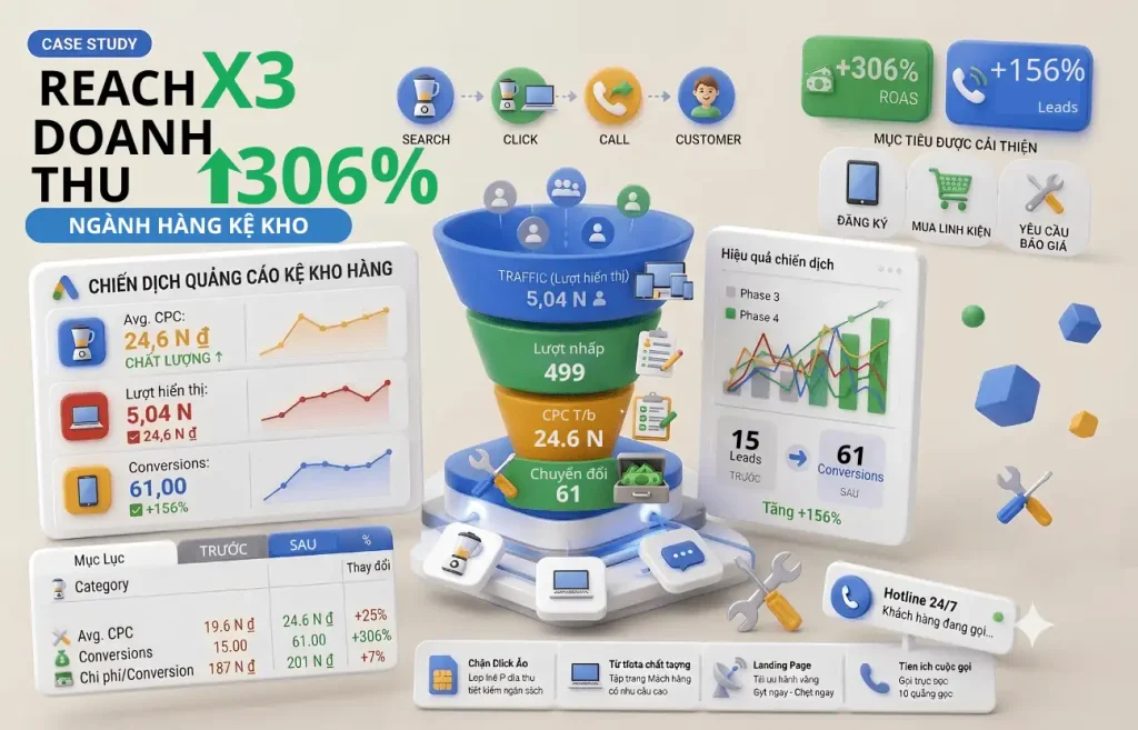Ảnh minh họa dự án [Case Study] Ngành Kệ Nhà Kho B2B: Tăng Gấp 4 Lần Lượng Lead