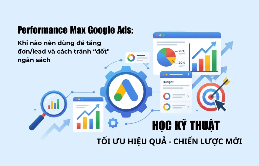 Ảnh minh họa bài viết Performance Max Google Ads: Khi nào nên dùng để tăng đơn/lead và cách tránh “đốt” ngân sách
